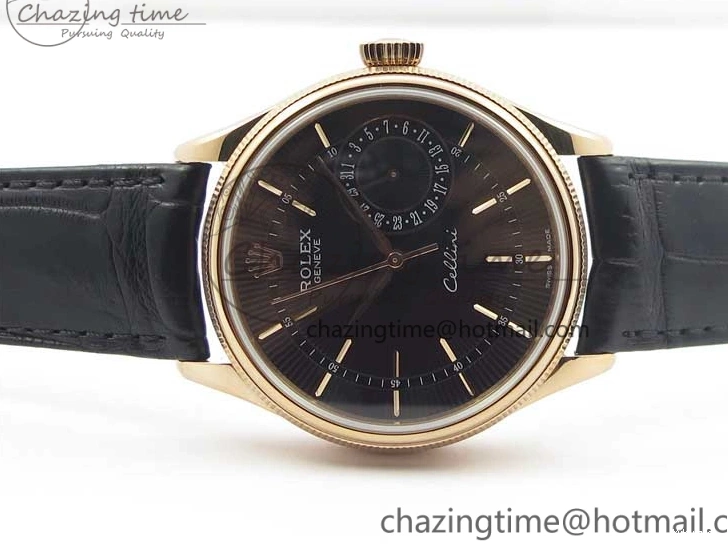 Markers Edition on Date BP Real Stick Cellini Black SA3165 RG 50519 Best Black Maker Dial Strap Leather 0725
